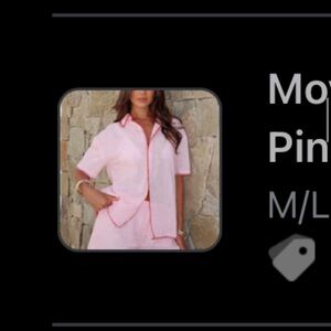 White Fox Boutique Pink Shorts & Button Up Set